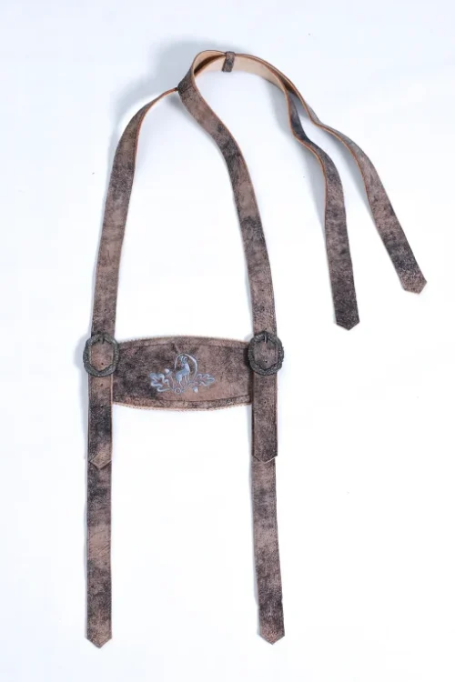 Premium German Lederhosen suspenders in raw brown for men