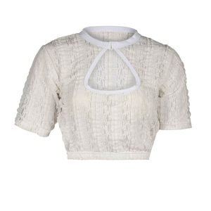 Sensational white women's Dirndl blouse with delicate detailing