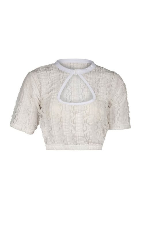Sensational white women's Dirndl blouse with delicate detailing