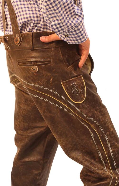 Knee-length wild brown Bundhosen trousers for men