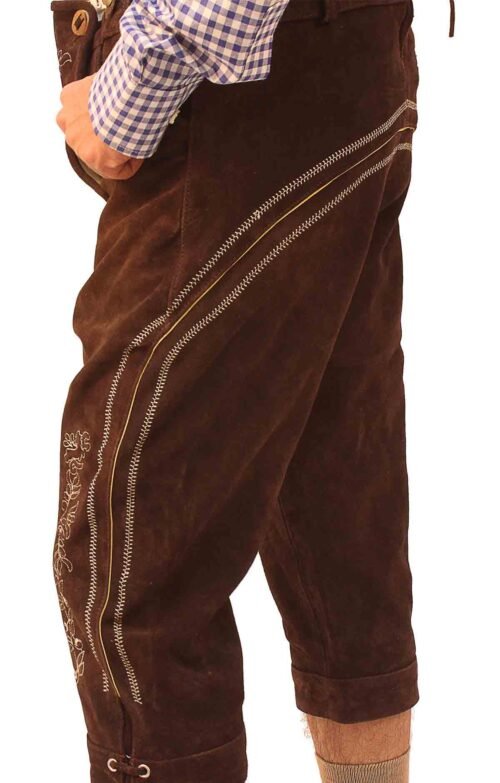 Knee-length Bundhosen in deep dark brown for men