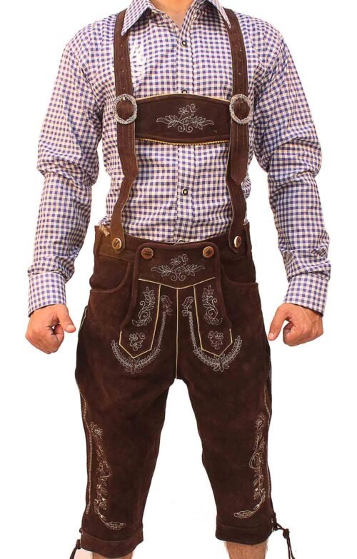 Knee-length Bundhosen in deep dark brown for men