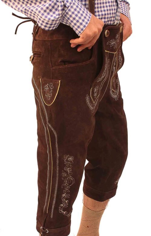 Knee-length Bundhosen in deep dark brown for men