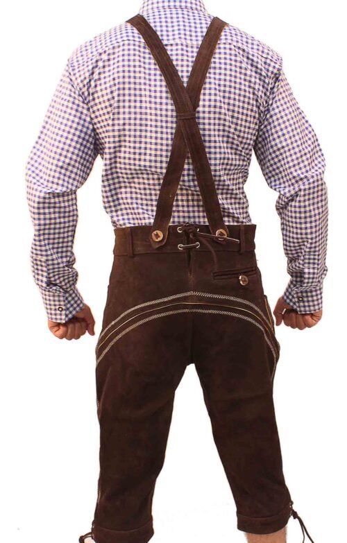 Knee-length Bundhosen in deep dark brown for men