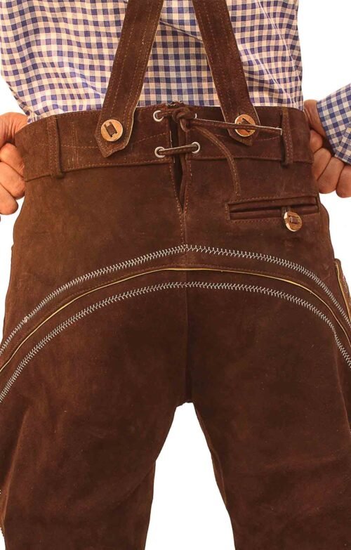Knee-length Bundhosen in deep dark brown for men