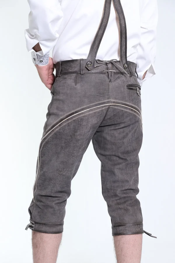 Knee-length dark gray Trachten Bundhosen for men