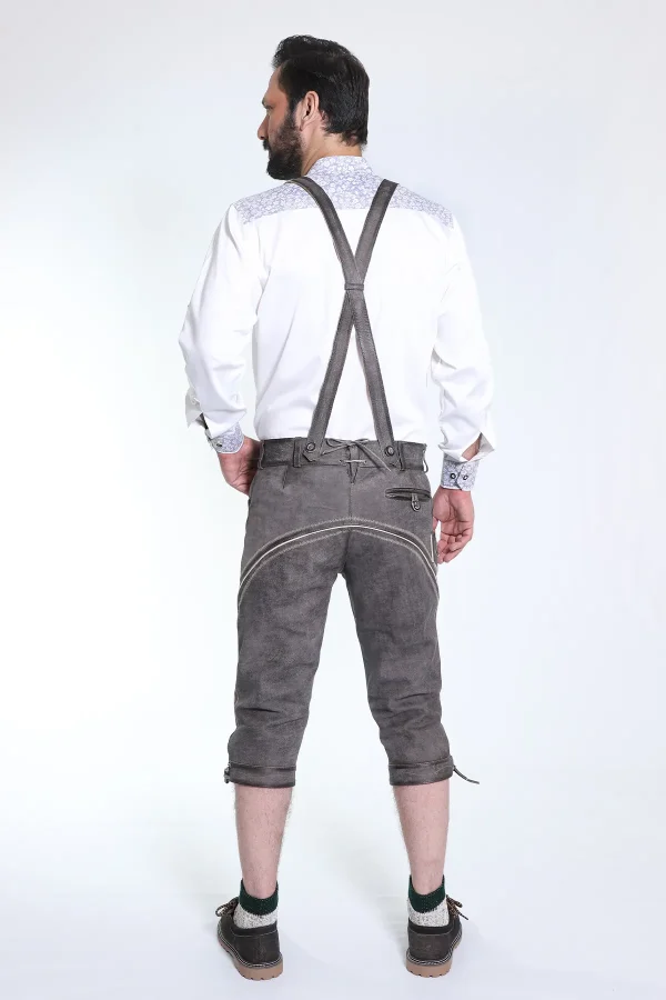 Knee-length dark gray Trachten Bundhosen for men