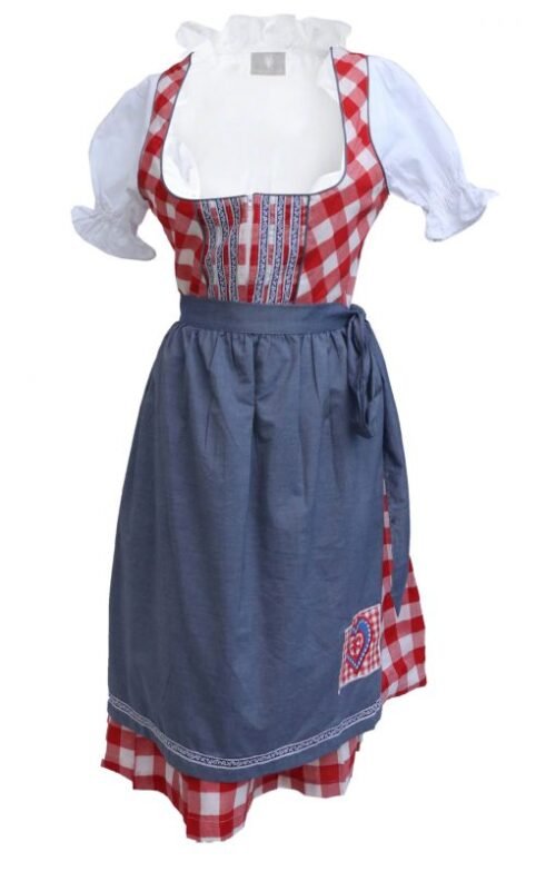 Wensky Midi Denim Dirndl Red Check - Image 4