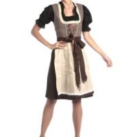 Traditional Checkered Dirndl Dress White Grey