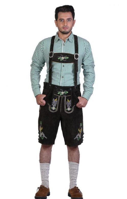 Charcoal Black Short Plattler Lederhosen