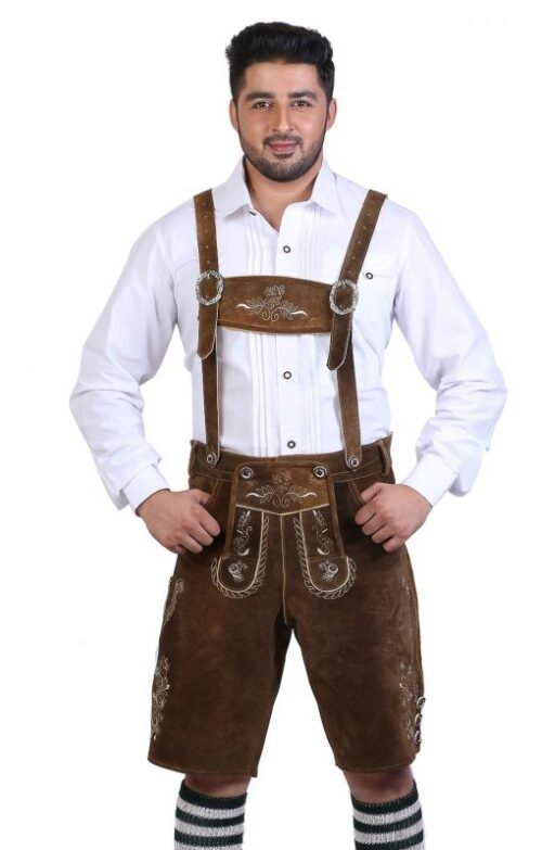 Short Plattler Lederhosen Staggering Brown - Image 4