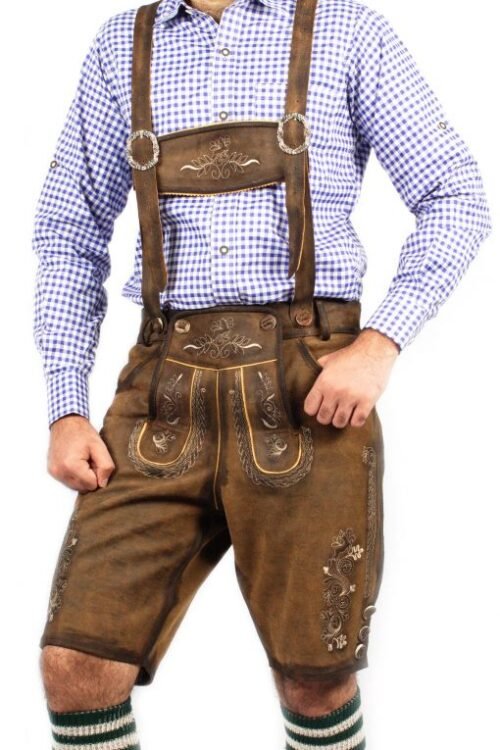 Black Multi Embroidered Short Lederhosen