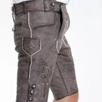 Brown Green Mens Lederhosen with Deer Motifs