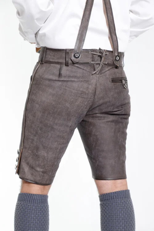 Brown Green Mens Lederhosen with Deer Motifs