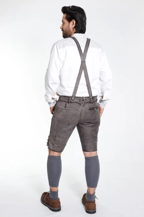 Brown Green Mens Lederhosen with Deer Motifs