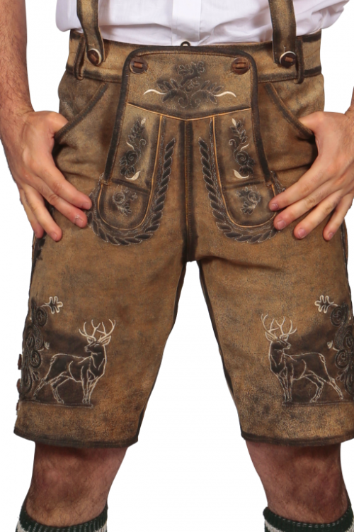 Trachten Short Lederhosen Shaded Wild Brown - Image 3