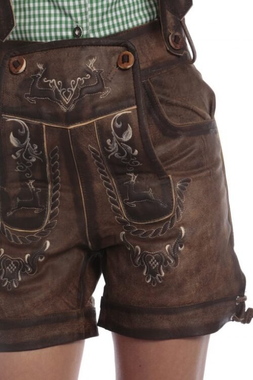 Embroidered women’s Lederhosen in coffee brown