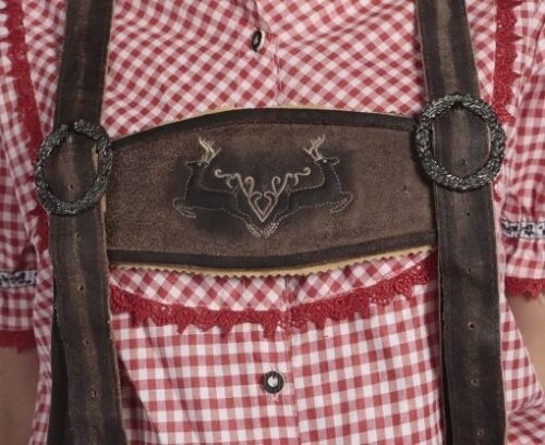 Embroidered women’s Lederhosen in coffee brown