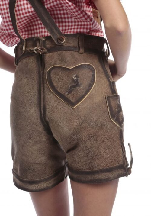Embroidered women’s Lederhosen in coffee brown