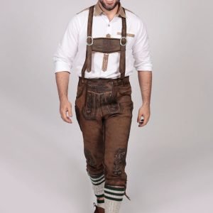 Classic long brown Bavarian Bundhosen for men