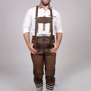 Classic long brown Bavarian Bundhosen for men