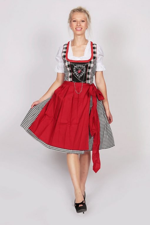 Traditional German black and red Dirndl dress