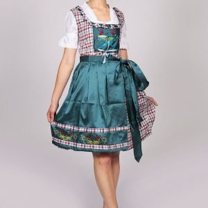 Checkered midi Dirndl Eva in satin blue