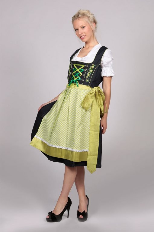 German Dirndl Dress Green 2 Way Flip Apron - Image 2