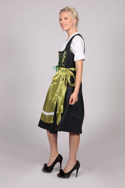 German Dirndl Dress Green 2 Way Flip Apron - Image 4