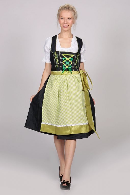 German Dirndl Dress Green 2 Way Flip Apron