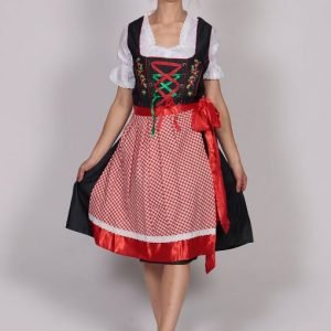 Black and red Dirndl dress with 2-way flip apron