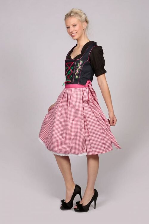 German Dirndl Pink 2 Way Flip Apron - Image 4