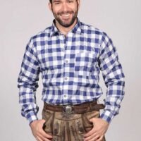 Diamond checkered shirt in admiral blue for men