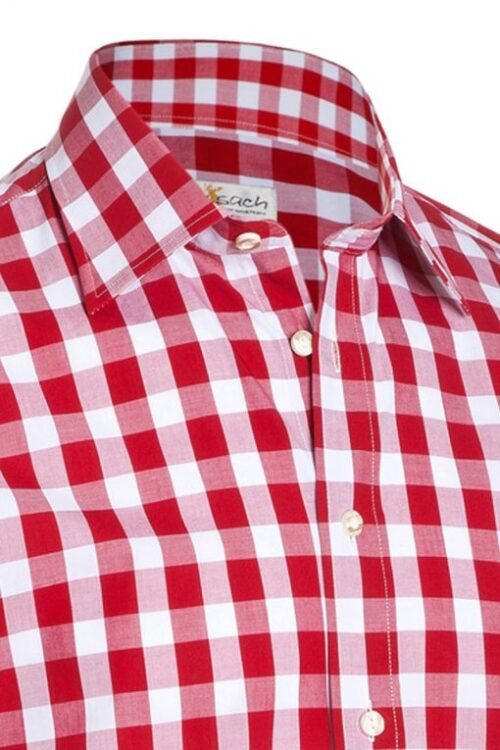 Bavarian Checkered Shirt Dark Red - Image 5