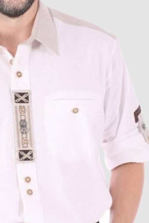 Bavarian white embroidered shirt for men