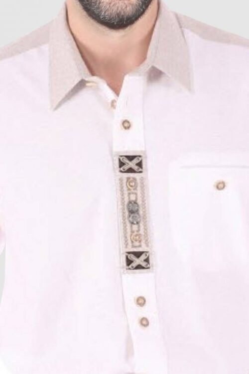 Bavarian white embroidered shirt for men