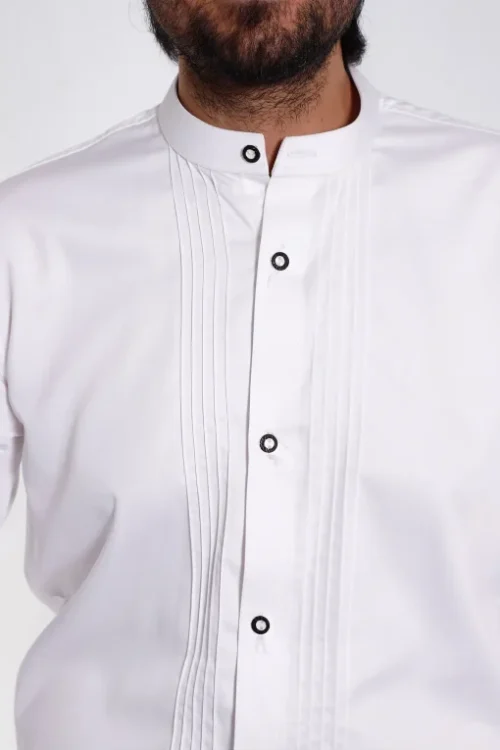 Alpine pleated white Bavarian shirt for men