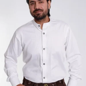 Alpine pleated white Bavarian shirt for men