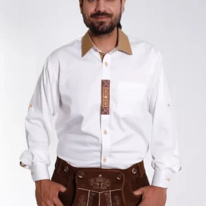 Milky white Lederhosen shirt with tan highlights