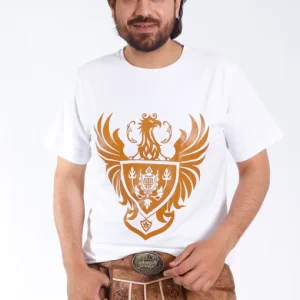 Bavarian white T-shirt with golden eagle graphics