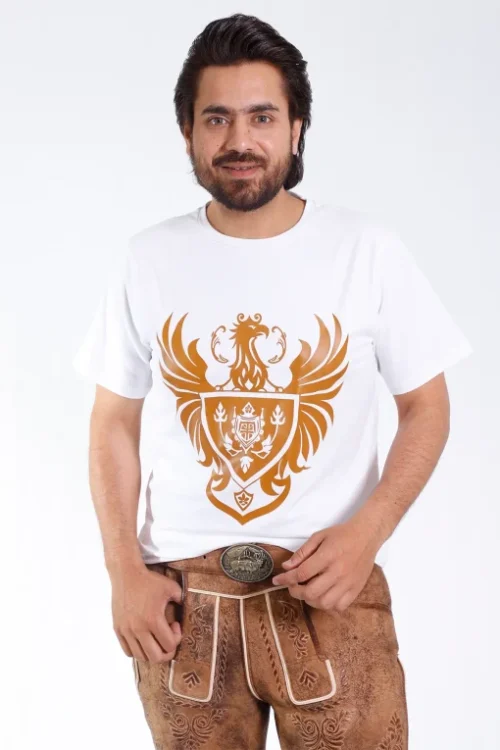 Bavarian white T-shirt with golden eagle graphics