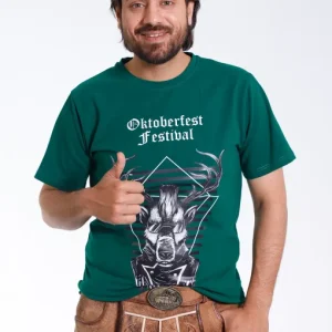 Men's Oktoberfest T-shirt with stag graphic