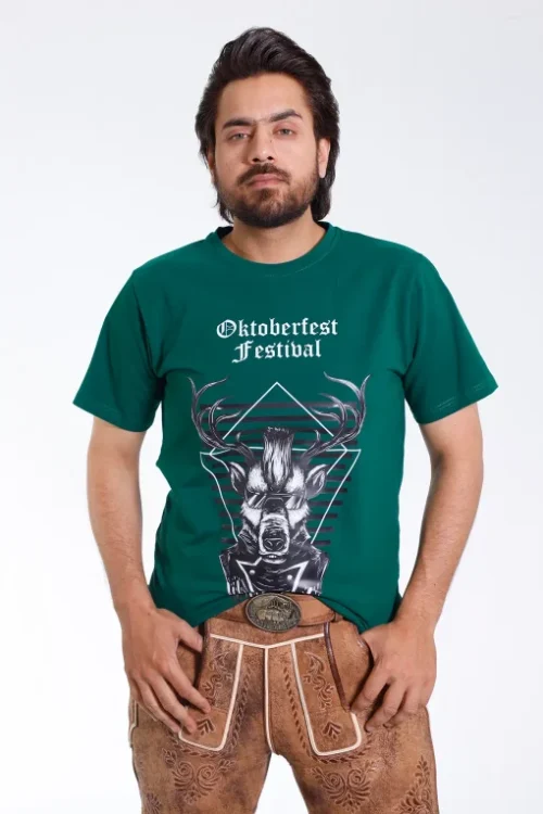 Men's Oktoberfest T-shirt with stag graphic