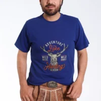 Royal blue Alpine men's T-shirt with stag graphic
