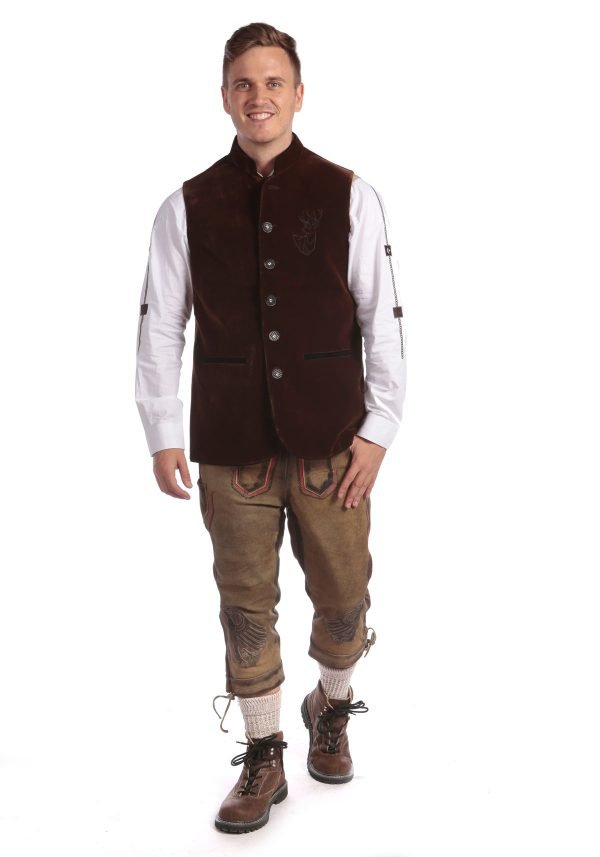 Embroidered traditional German waistcoat in brown