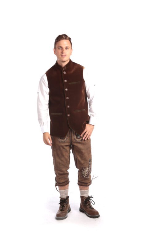 Traditional men's German waistcoat in brown