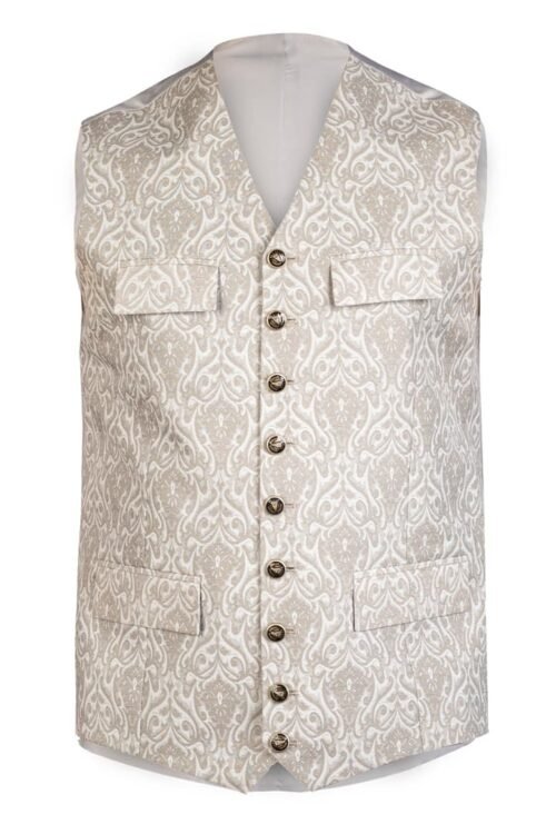 Gray Lederhosen waistcoat with Bavarian opulence for men