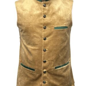 Traditional self-pattern Lederhosen waistcoat for men