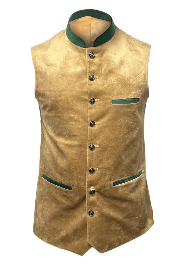 Traditional self-pattern Lederhosen waistcoat for men