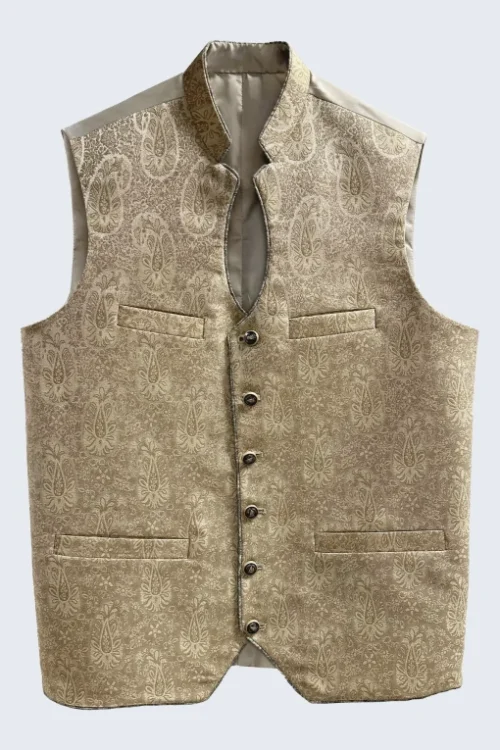 Traditional self-pattern Lederhosen waistcoat for men
